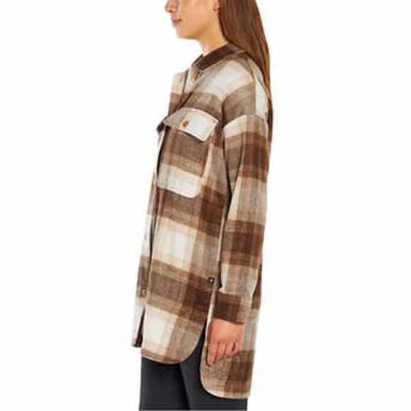 NWT Banana Republic BROWN Bailor Plaid Shirt Jacket Shacket XS X-Small - Picture 2 of 3